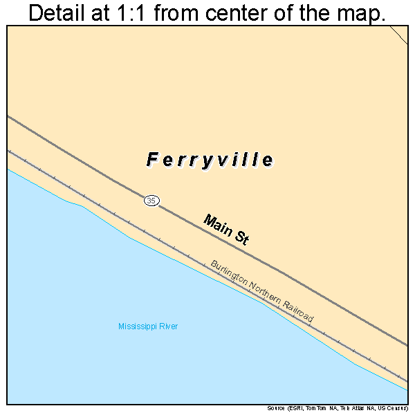 Ferryville, Wisconsin road map detail