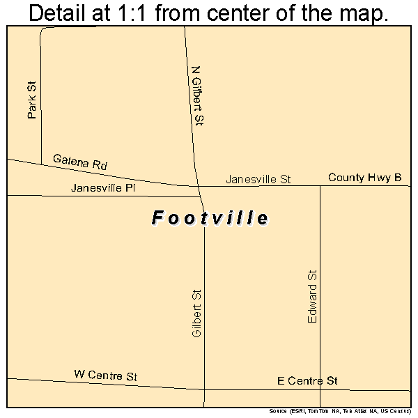 Footville, Wisconsin road map detail