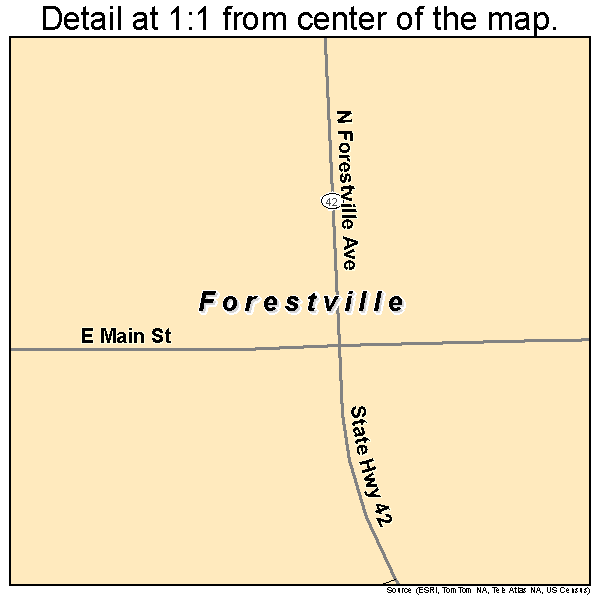 Forestville, Wisconsin road map detail