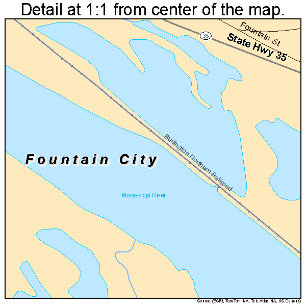 Fountain City, Wisconsin road map detail