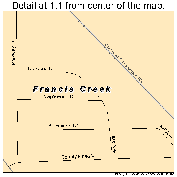 Francis Creek, Wisconsin road map detail