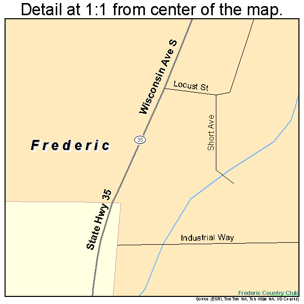 Frederic, Wisconsin road map detail
