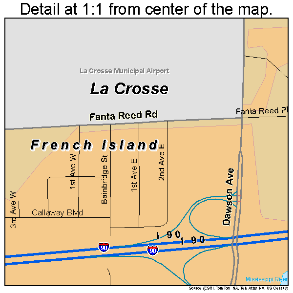 French Island, Wisconsin road map detail