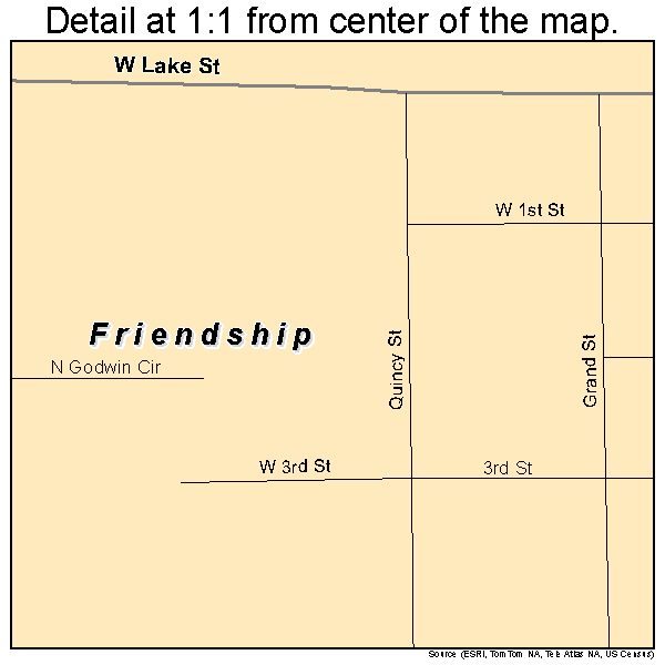 Friendship, Wisconsin road map detail