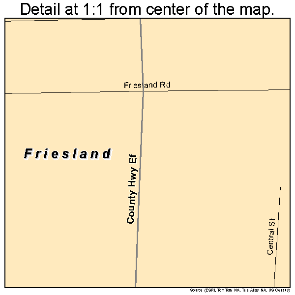 Friesland, Wisconsin road map detail