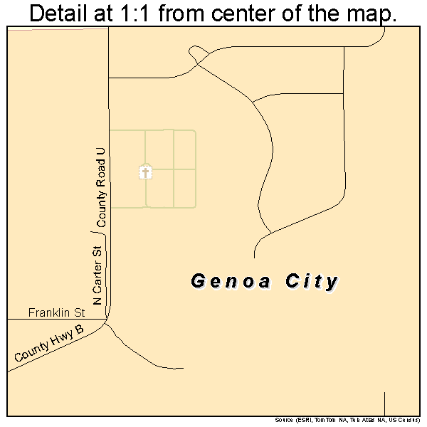 Genoa City, Wisconsin road map detail
