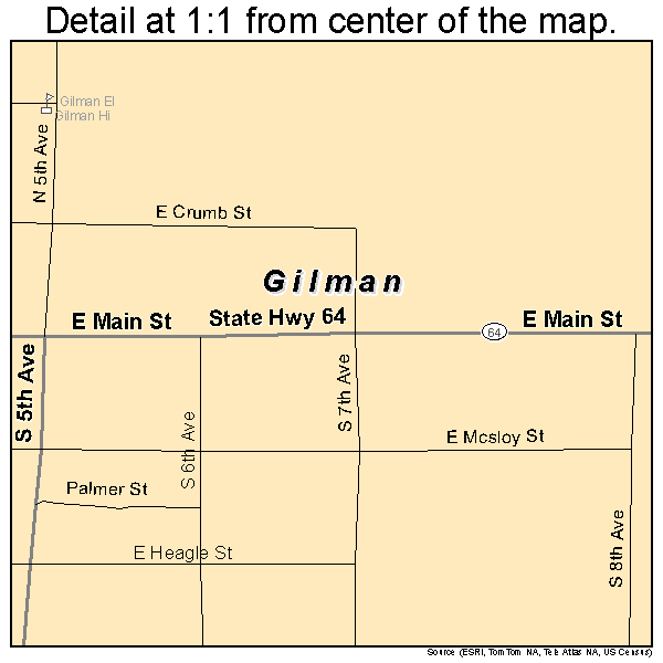 Gilman, Wisconsin road map detail