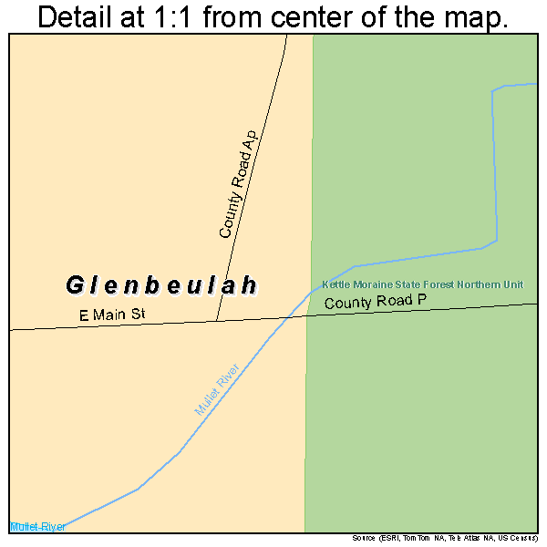 Glenbeulah, Wisconsin road map detail