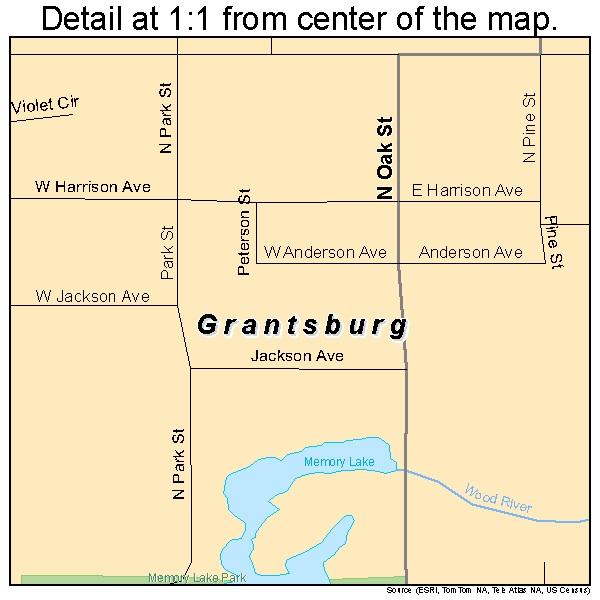 Grantsburg, Wisconsin road map detail