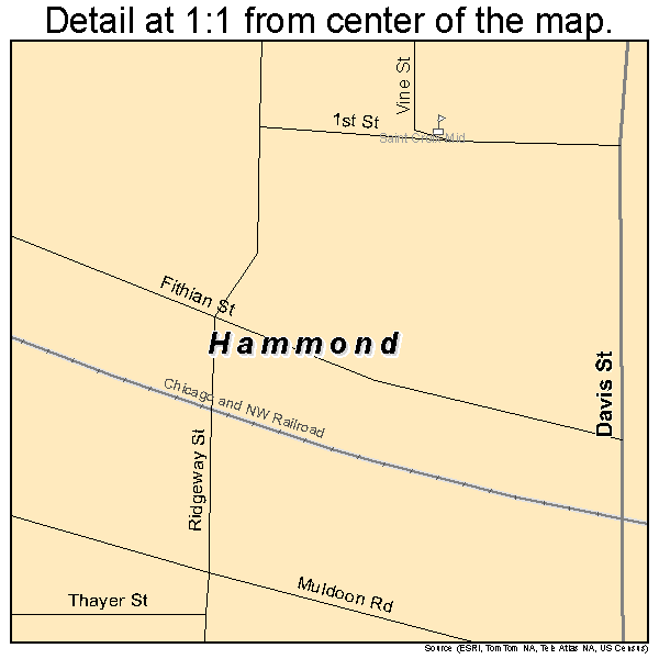Hammond, Wisconsin road map detail
