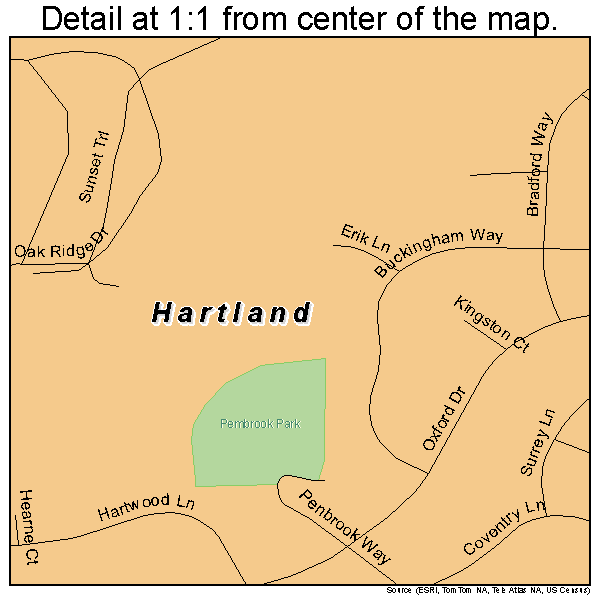 Hartland, Wisconsin road map detail