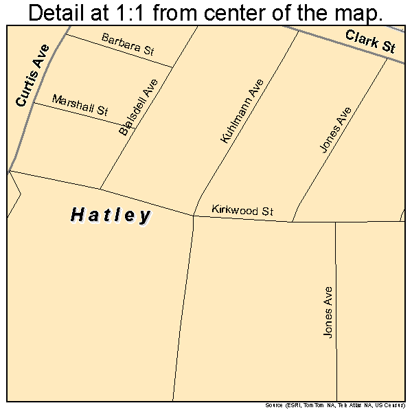 Hatley, Wisconsin road map detail