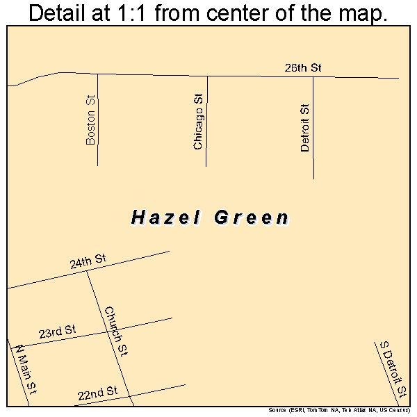 Hazel Green, Wisconsin road map detail