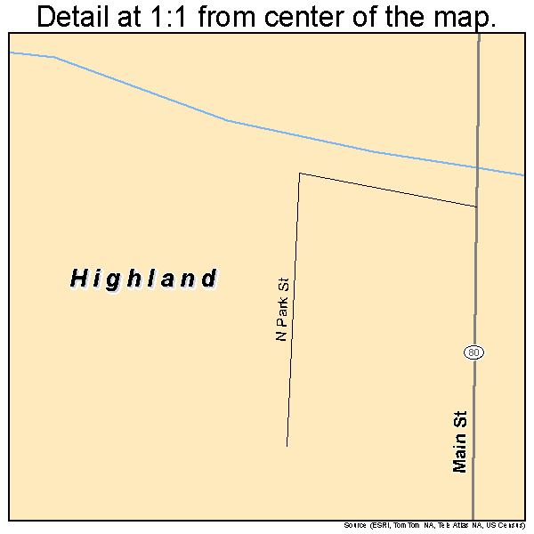 Highland, Wisconsin road map detail