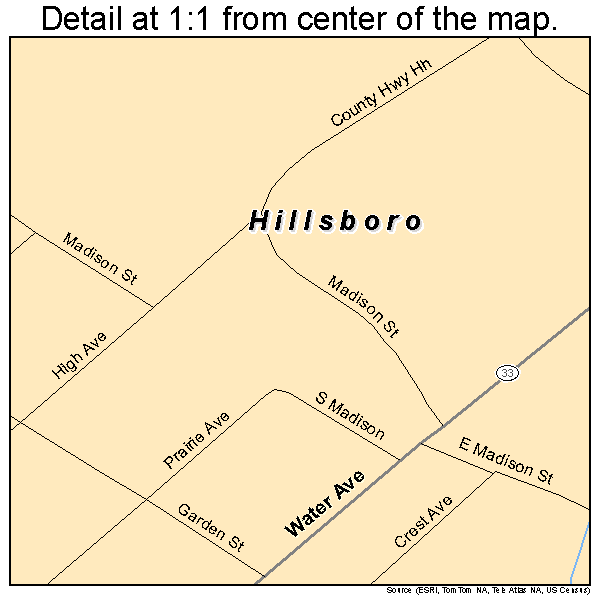 Hillsboro, Wisconsin road map detail