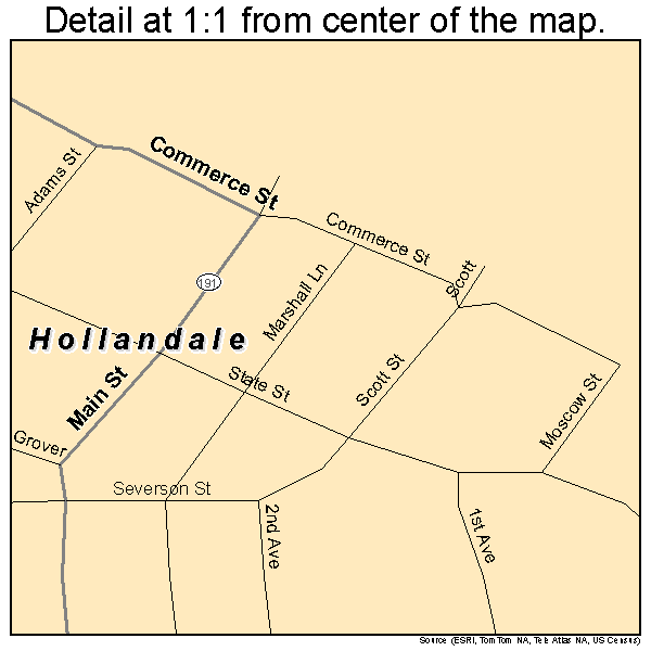 Hollandale, Wisconsin road map detail