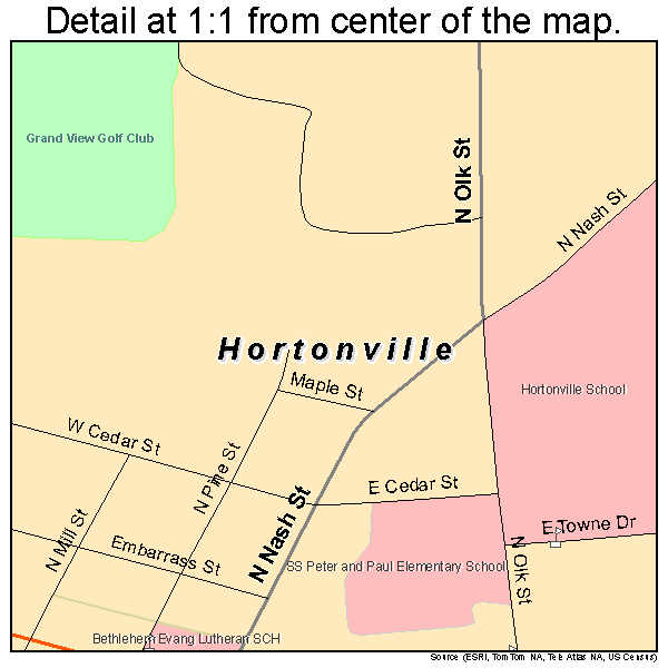 Hortonville, Wisconsin road map detail