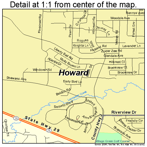 Howard, Wisconsin road map detail