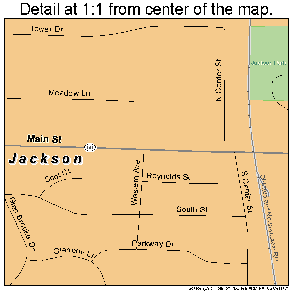 Jackson, Wisconsin road map detail