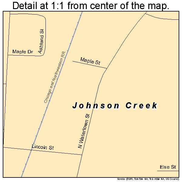 Johnson Creek, Wisconsin road map detail