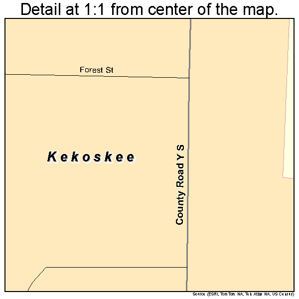 Kekoskee, Wisconsin road map detail