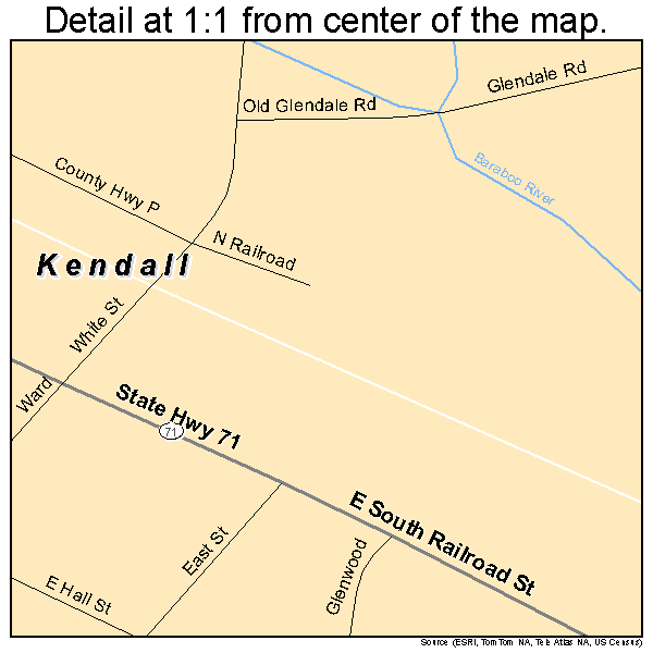 Kendall, Wisconsin road map detail