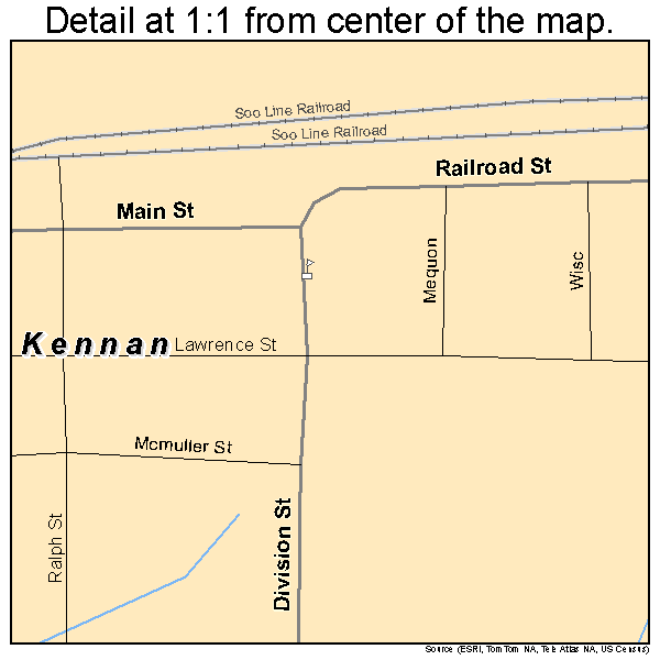 Kennan, Wisconsin road map detail