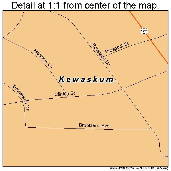 Kewaskum, Wisconsin road map detail