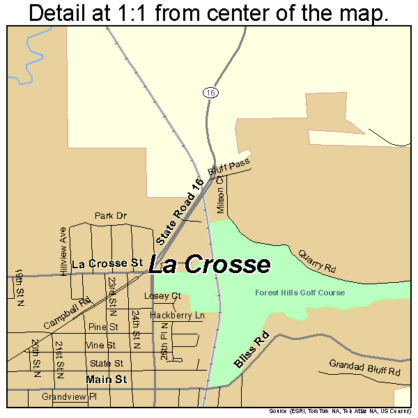 La Crosse, Wisconsin road map detail