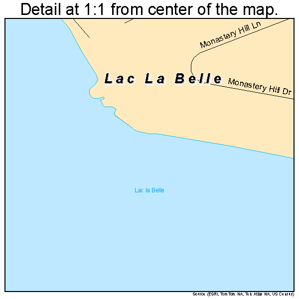 Lac La Belle, Wisconsin road map detail