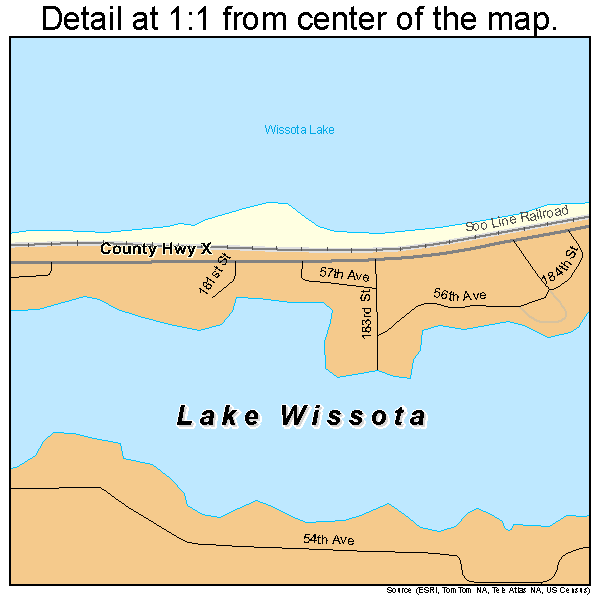 Lake Wissota, Wisconsin road map detail