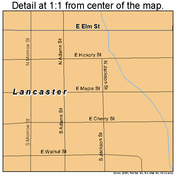 Lancaster, Wisconsin road map detail