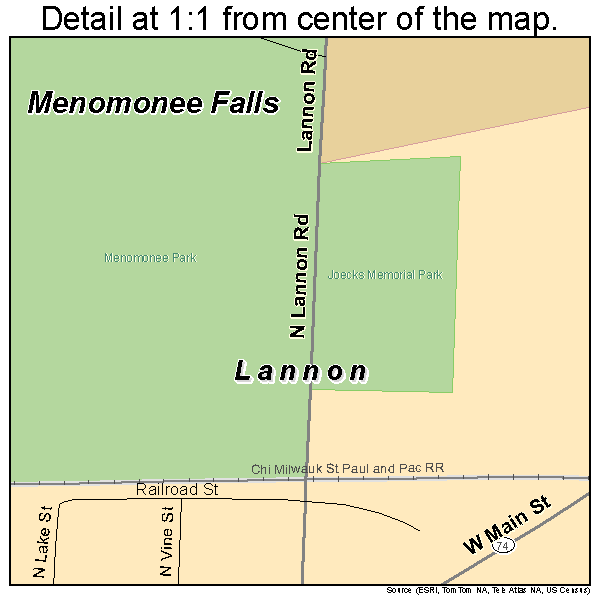 Lannon, Wisconsin road map detail