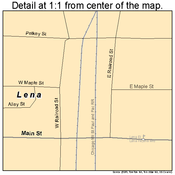 Lena, Wisconsin road map detail