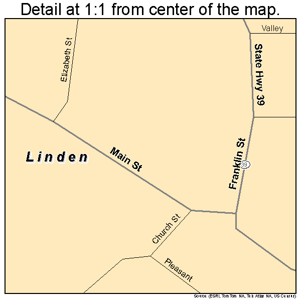 Linden, Wisconsin road map detail
