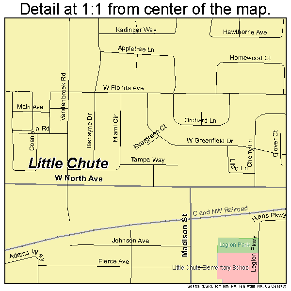 Little Chute, Wisconsin road map detail