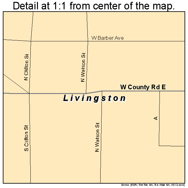 Livingston, Wisconsin road map detail