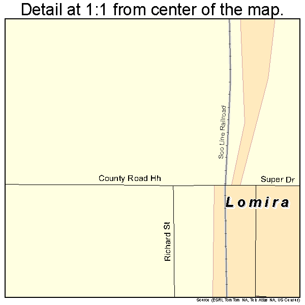 Lomira, Wisconsin road map detail