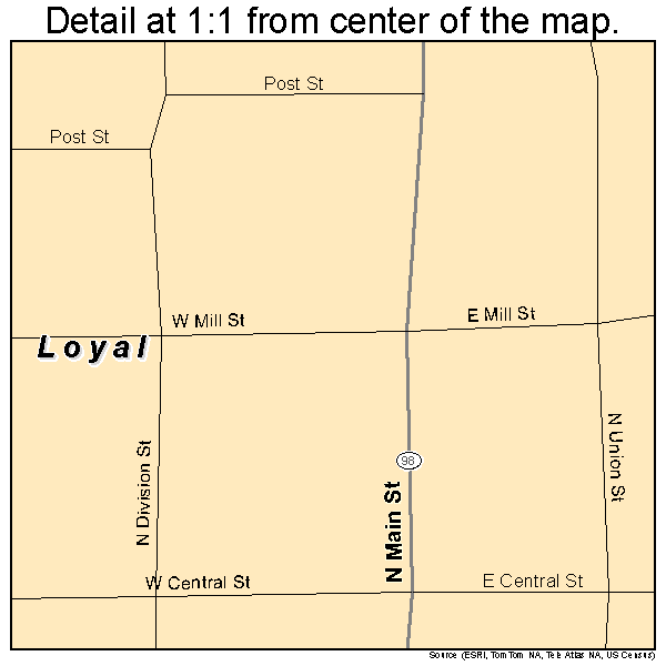 Loyal, Wisconsin road map detail