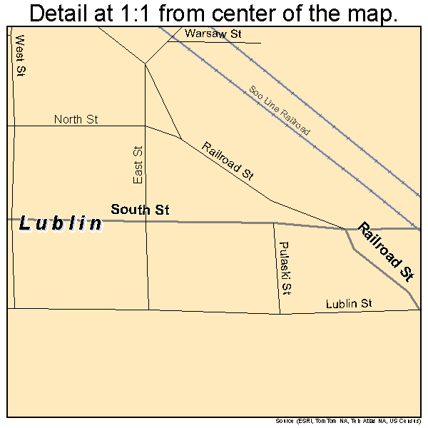 Lublin, Wisconsin road map detail