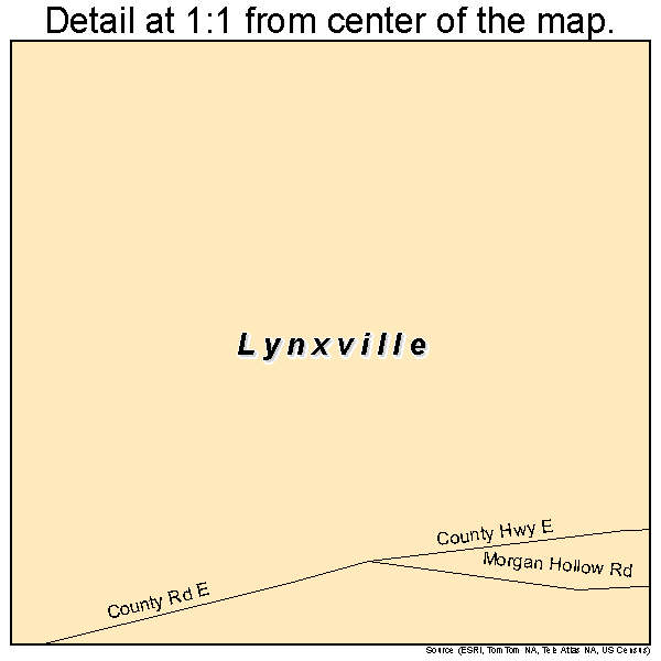 Lynxville, Wisconsin road map detail