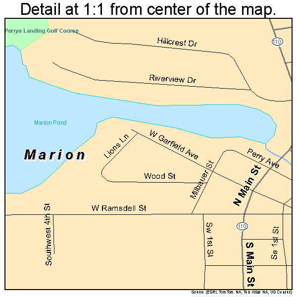 Marion, Wisconsin road map detail