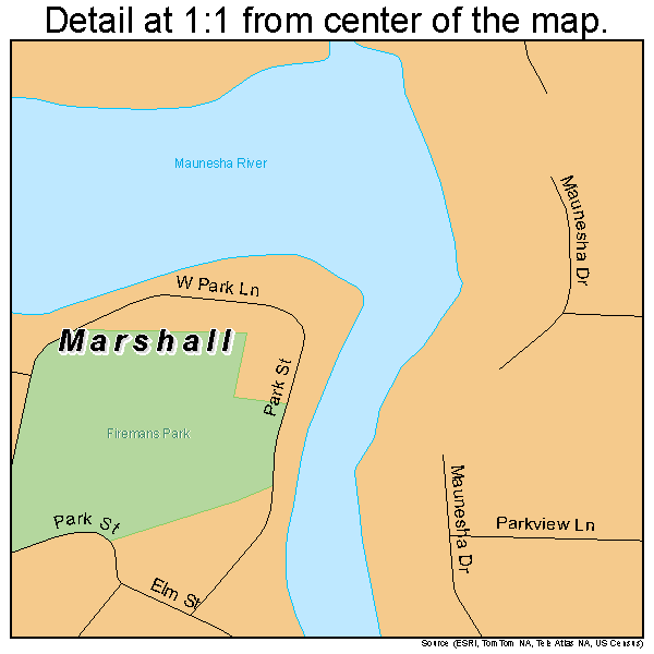Marshall, Wisconsin road map detail