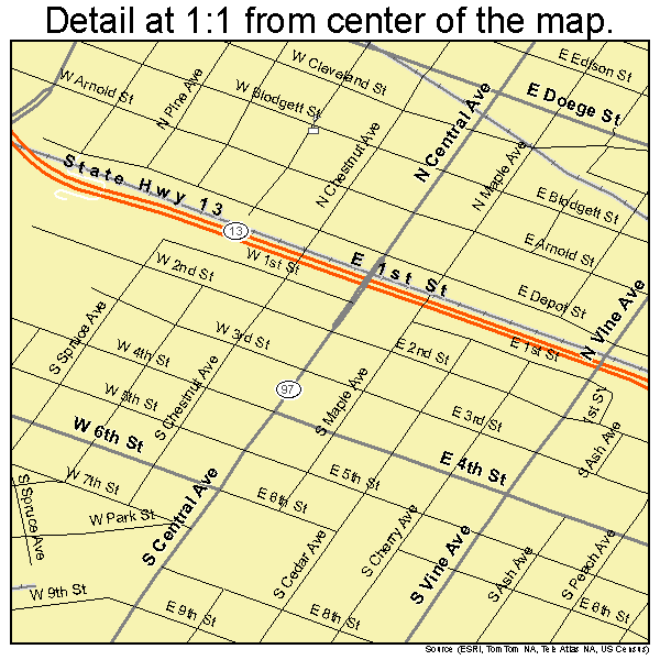 Marshfield, Wisconsin road map detail