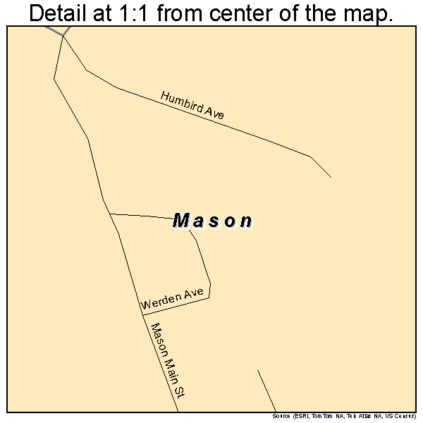 Mason, Wisconsin road map detail