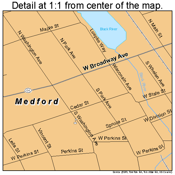 Medford, Wisconsin road map detail