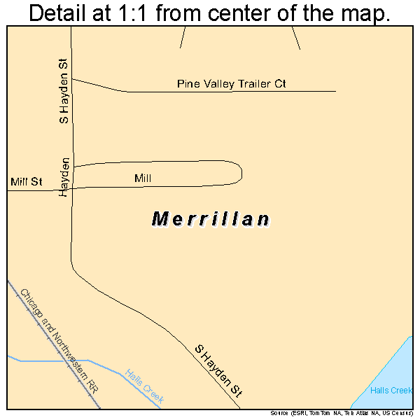 Merrillan, Wisconsin road map detail