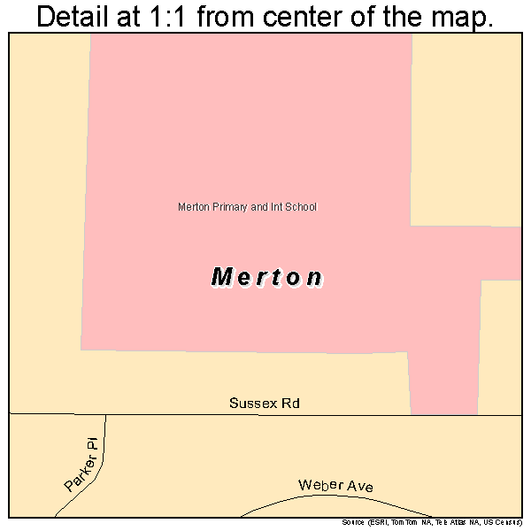 Merton, Wisconsin road map detail