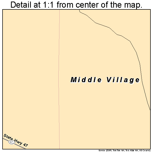 Middle Village, Wisconsin road map detail