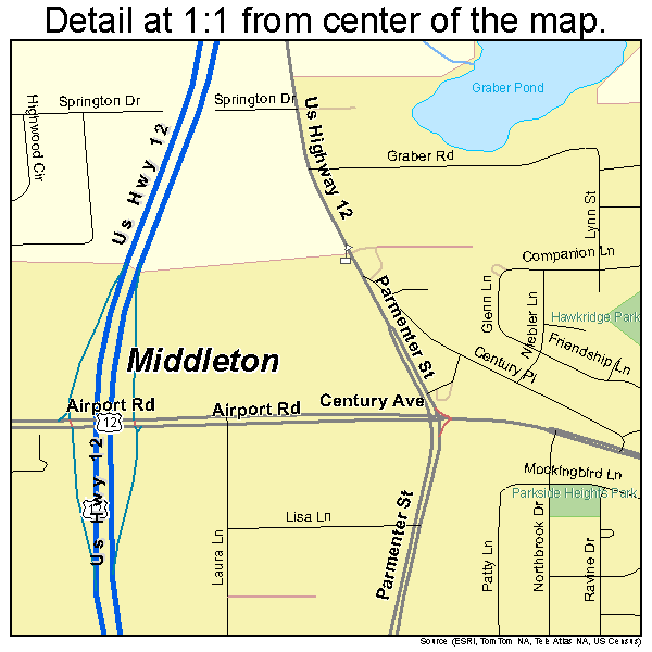 Middleton, Wisconsin road map detail